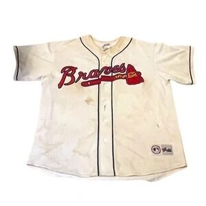 Vintage Braves Majestic Chipper Jones #10 White Size Medium